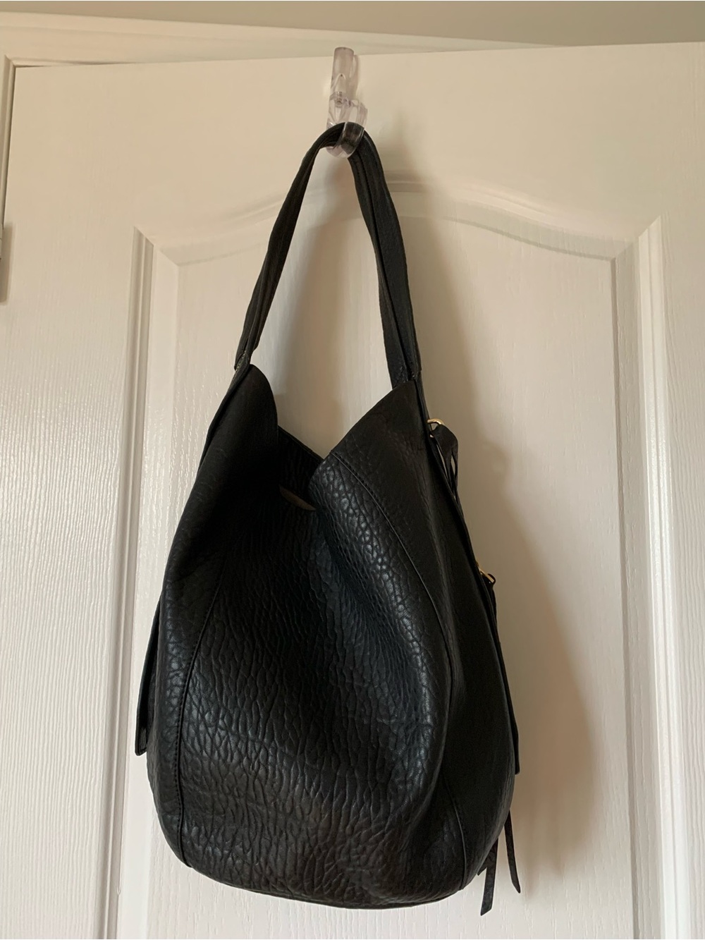 Vince Camuto Black Pebbled Leather Shoulder Hobo
